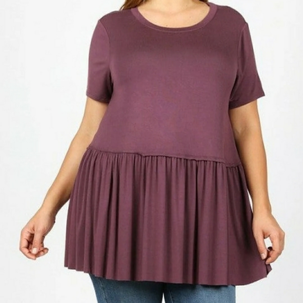 Eggplant Peplum Top Plus